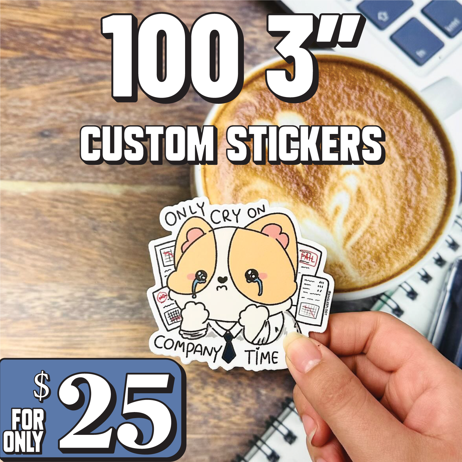 100 - 3" Custom Vinyl Stickers