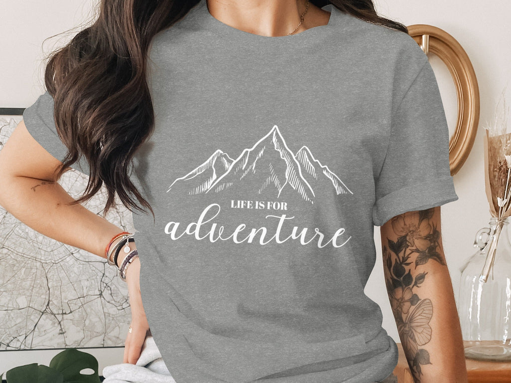 Life Is For Adventure Mountains Graphic Illustration T-Shirt