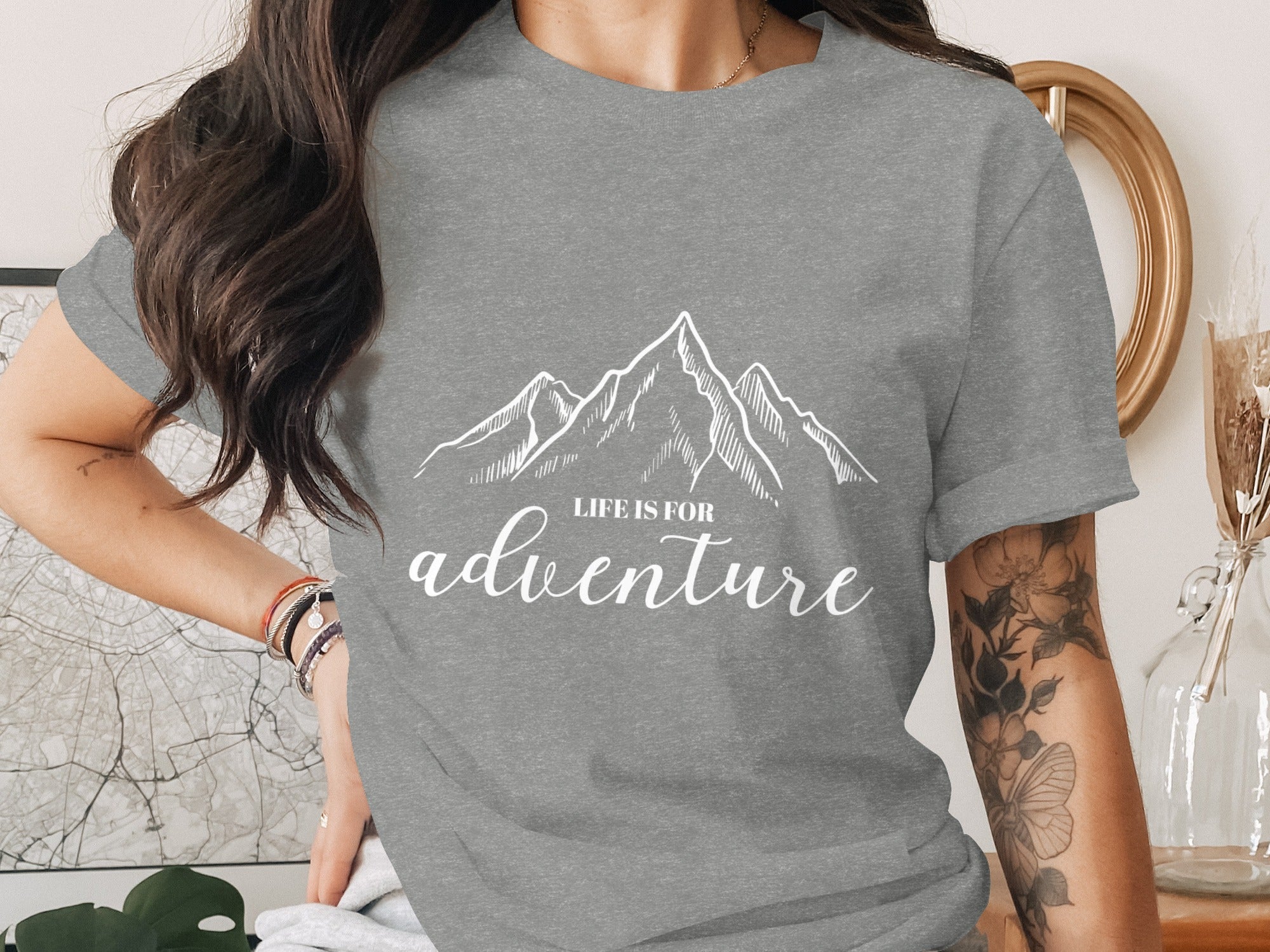 Life Is For Adventure Mountains Graphic Illustration T-Shirt