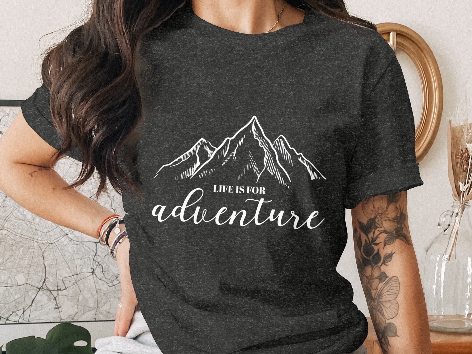 Life Is For Adventure Mountains Graphic Illustration T-Shirt