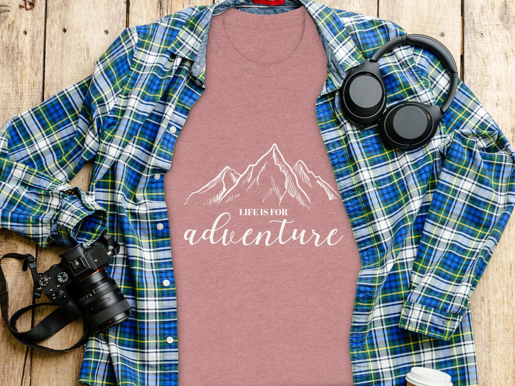 Life Is For Adventure Mountains Graphic Illustration T-Shirt