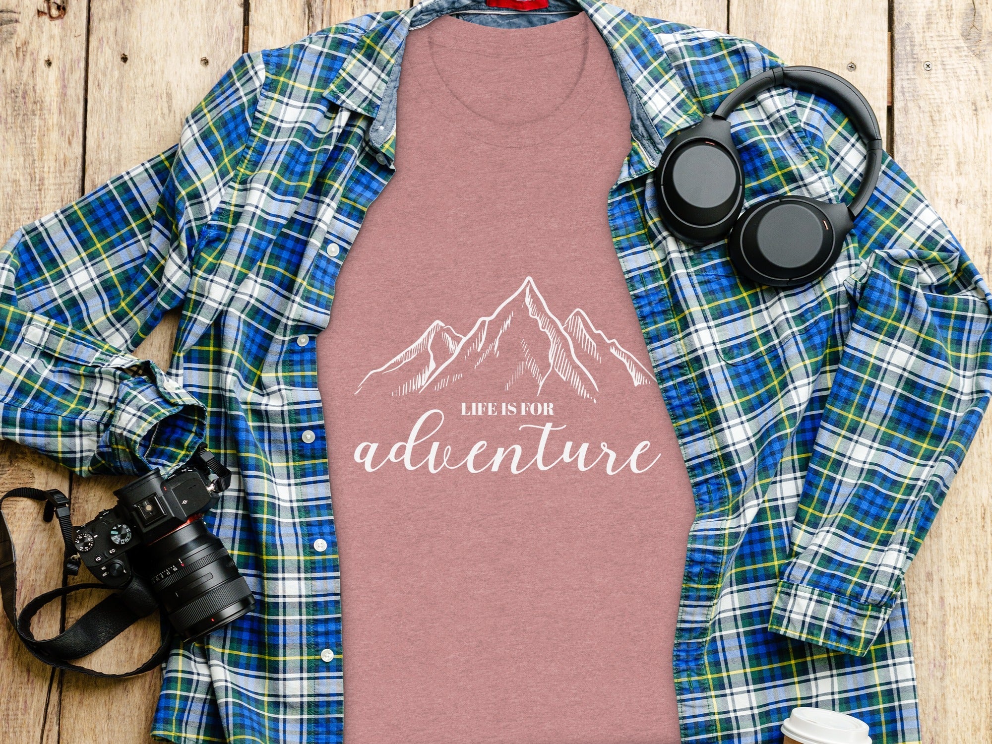 Life Is For Adventure Mountains Graphic Illustration T-Shirt