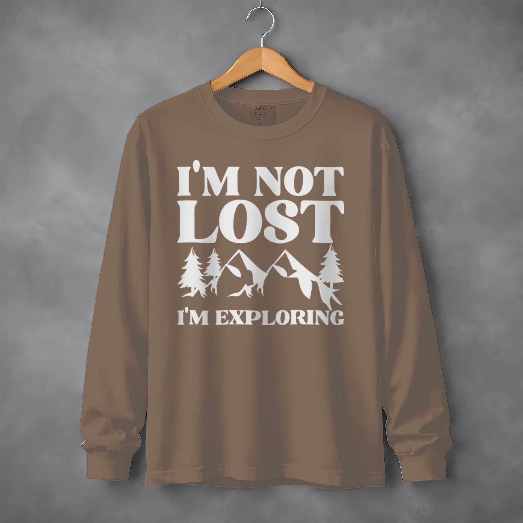 I'm Not Lost I'm Exploring Mountain Print Long Sleeve T-Shirt