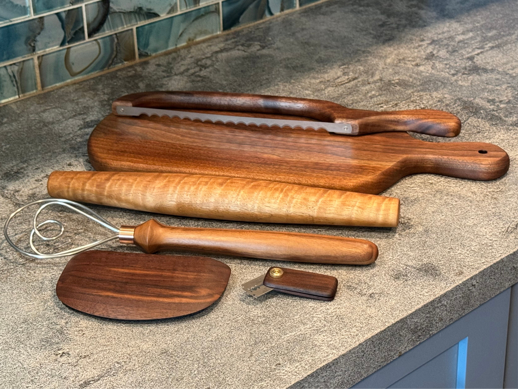 Complete Sourdough Makers Set- Handcrafted Walnut Baking Tools