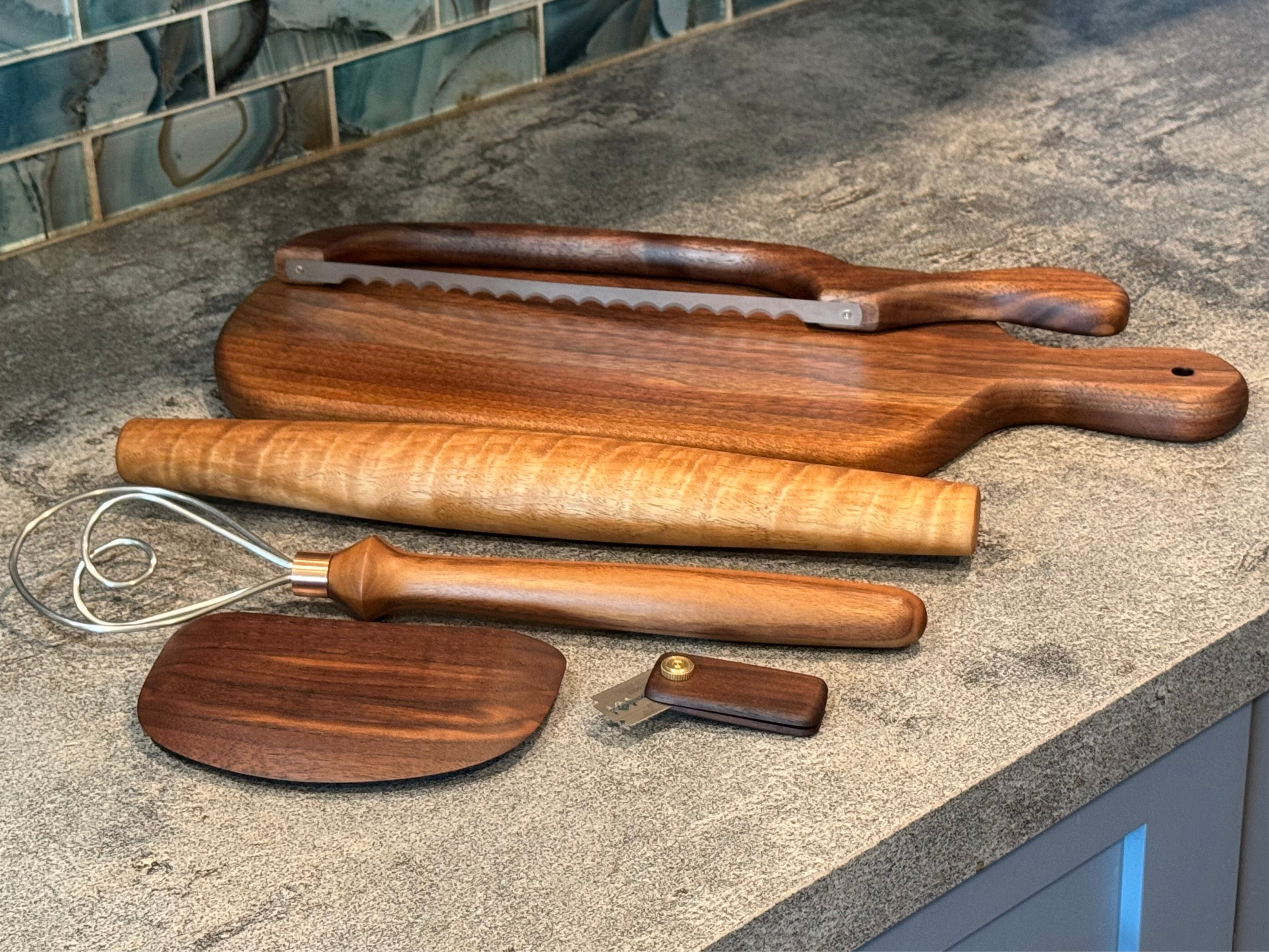 Complete Sourdough Makers Set- Handcrafted Walnut Baking Tools