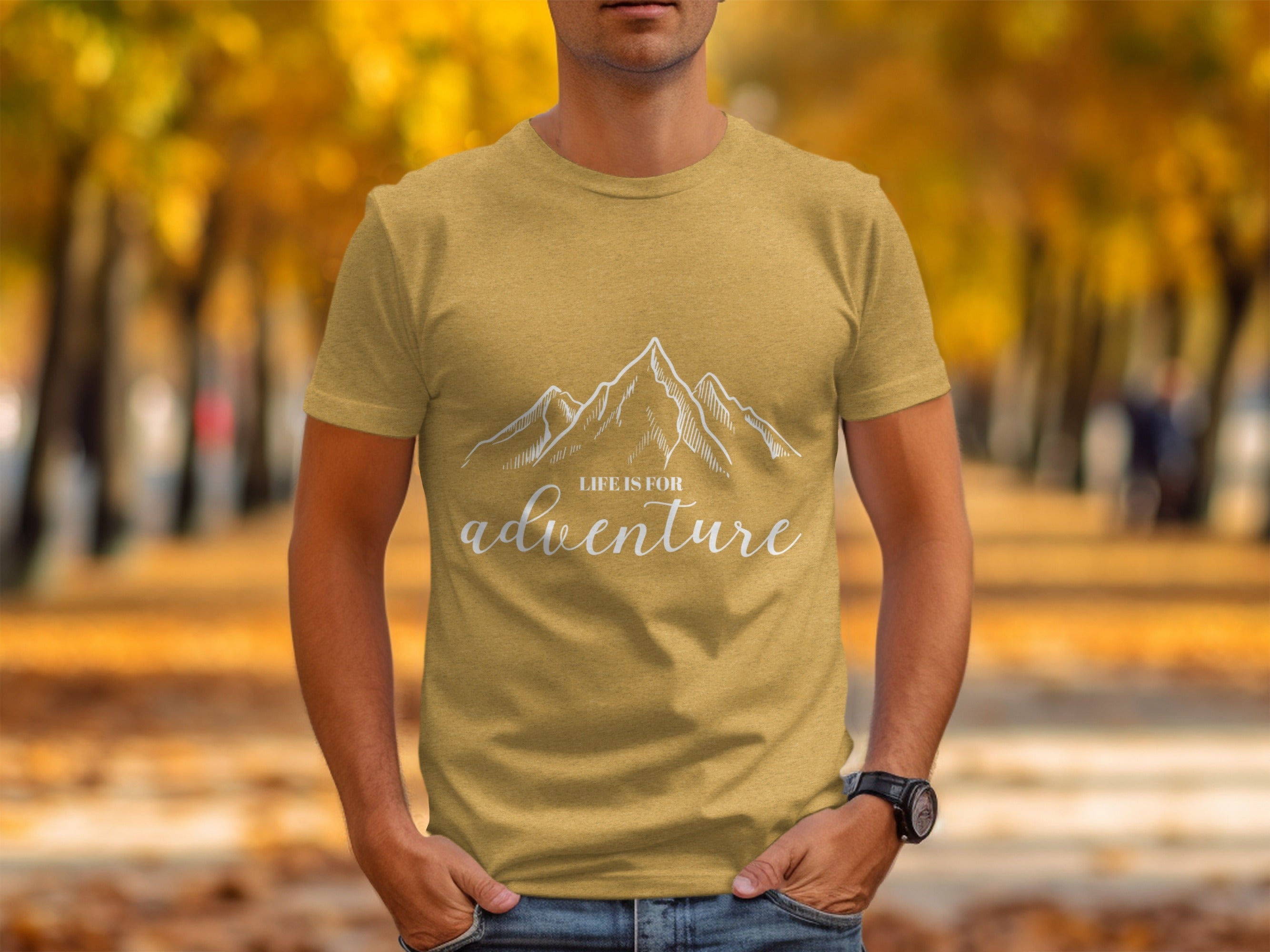 Life Is For Adventure Mountains Graphic Illustration T-Shirt