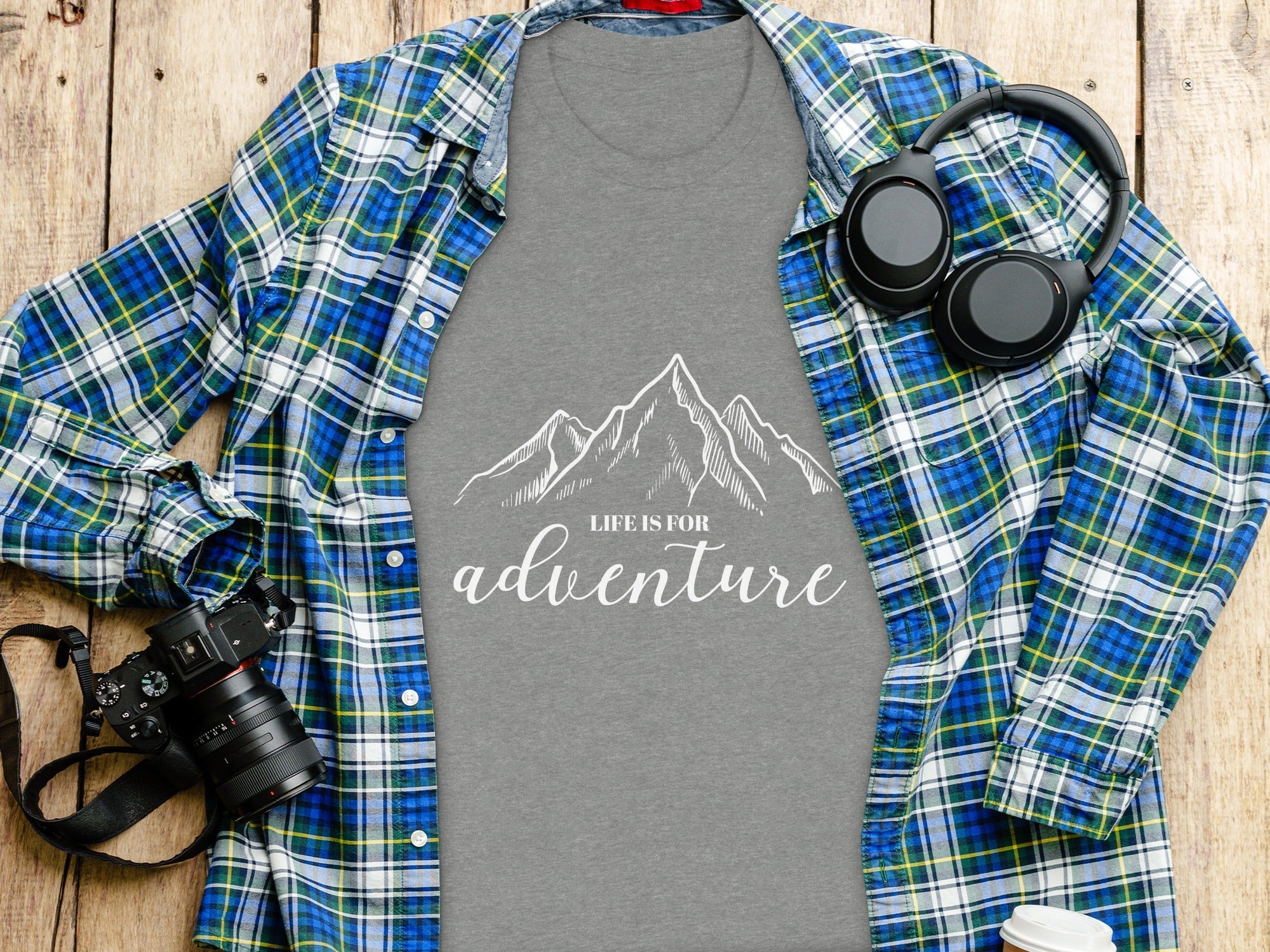 Life Is For Adventure Mountains Graphic Illustration T-Shirt