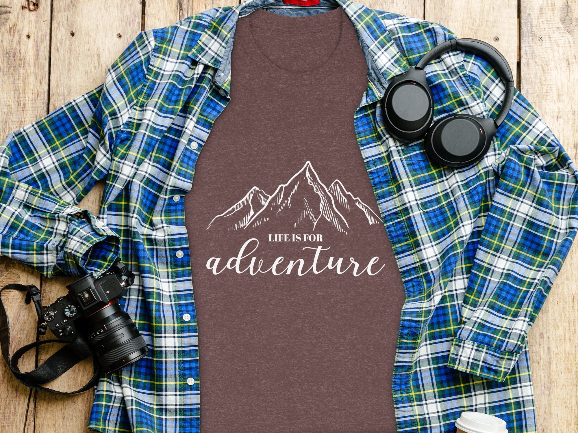 Life Is For Adventure Mountains Graphic Illustration T-Shirt