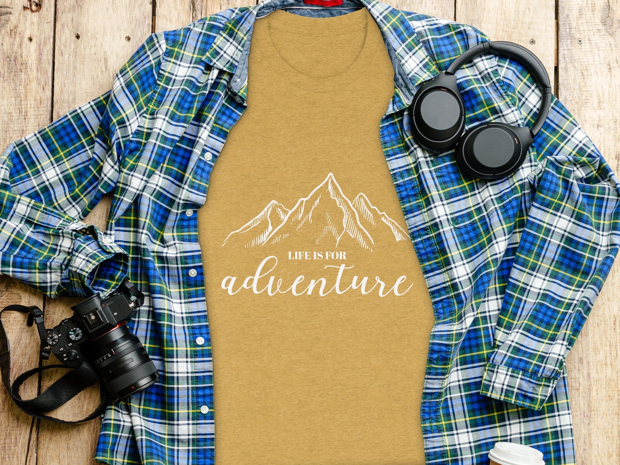 Life Is For Adventure Mountains Graphic Illustration T-Shirt