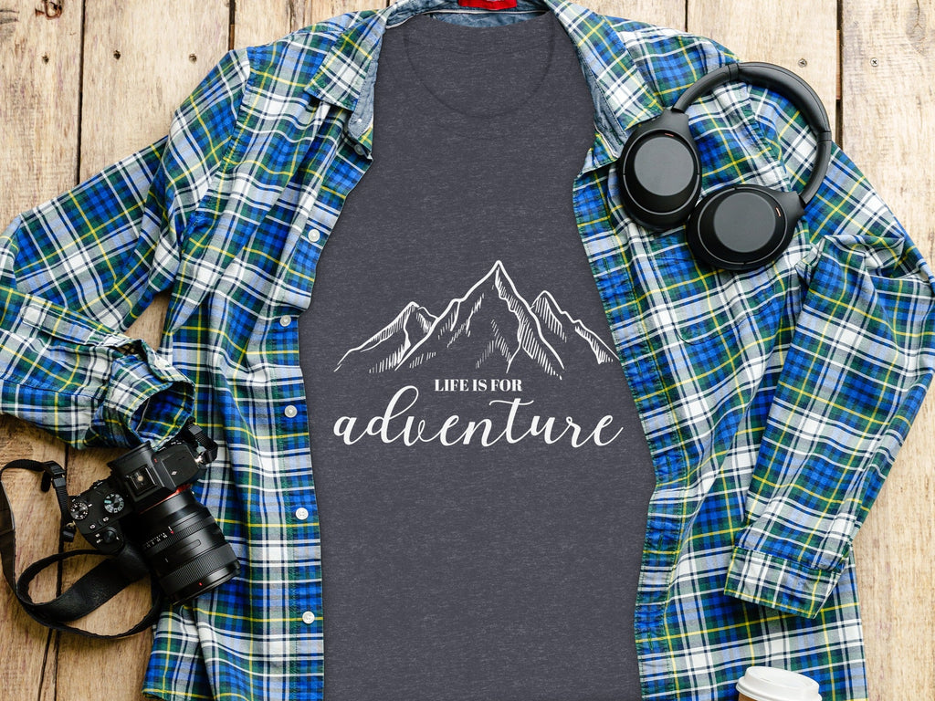Life Is For Adventure Mountains Graphic Illustration T-Shirt