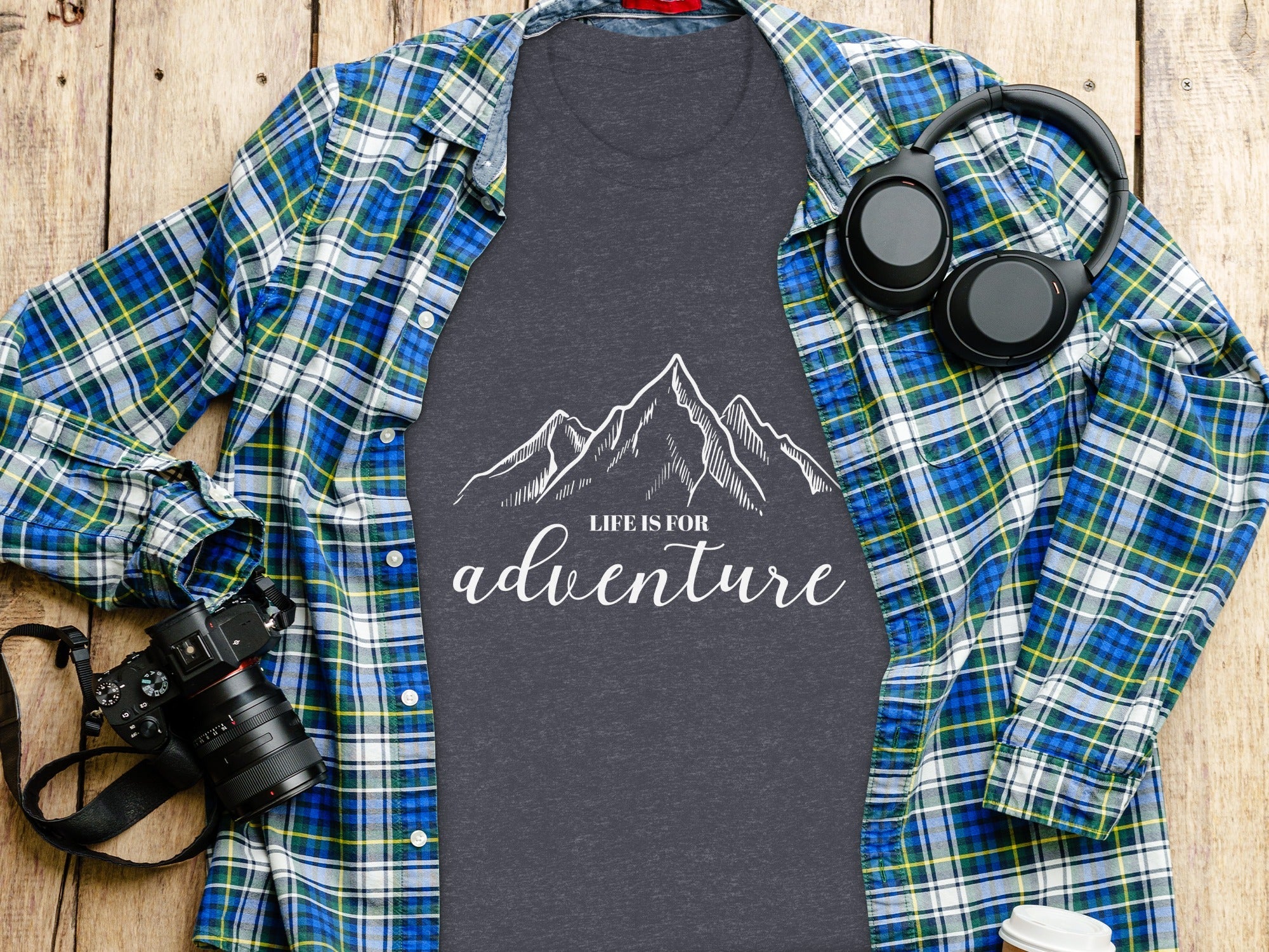 Life Is For Adventure Mountains Graphic Illustration T-Shirt