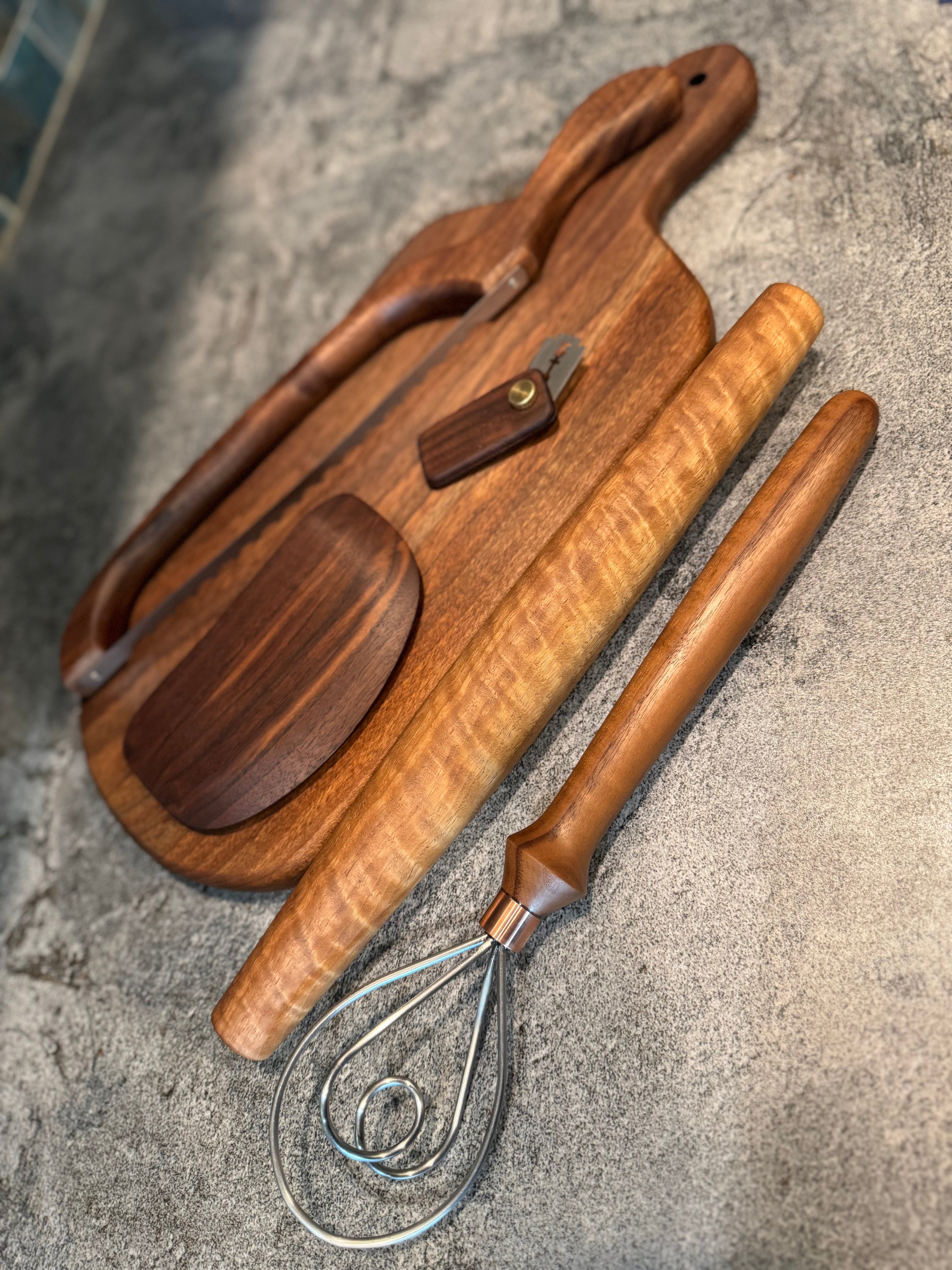 Complete Sourdough Makers Set- Handcrafted Walnut Baking Tools
