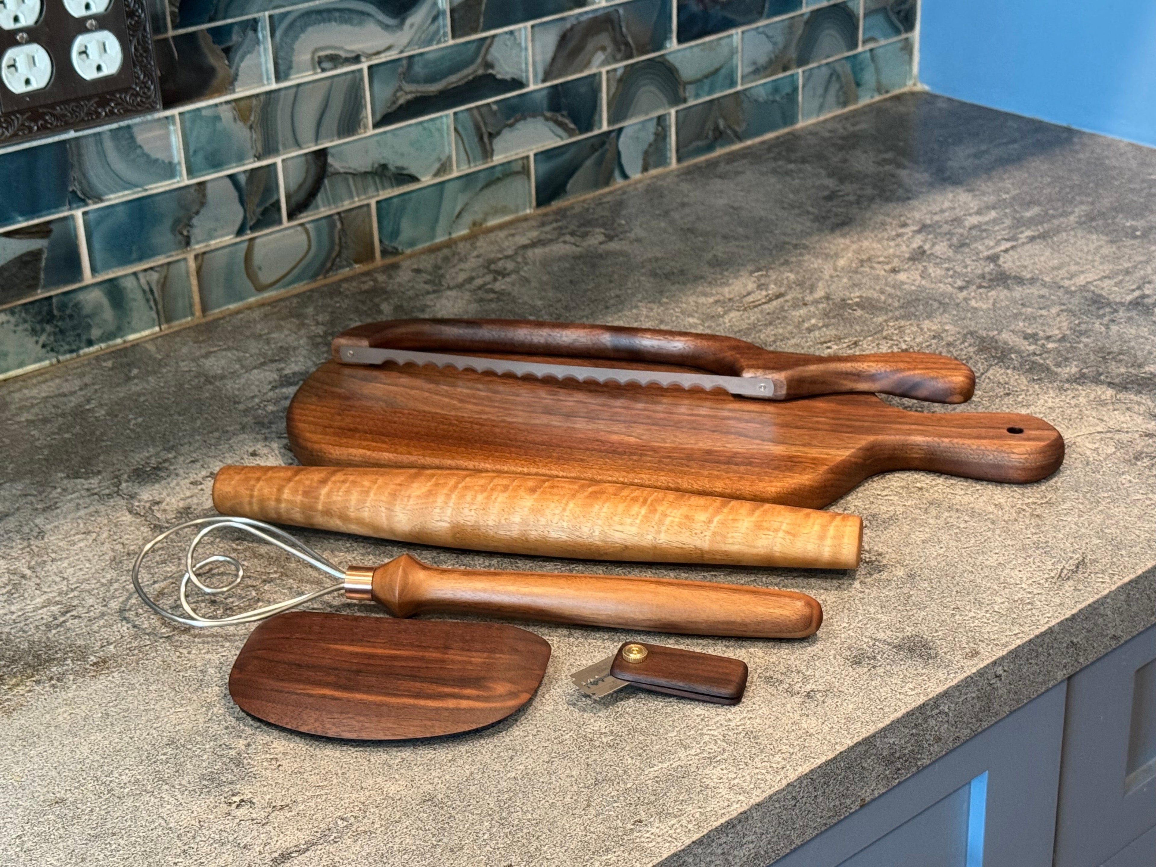 Complete Sourdough Makers Set- Handcrafted Walnut Baking Tools