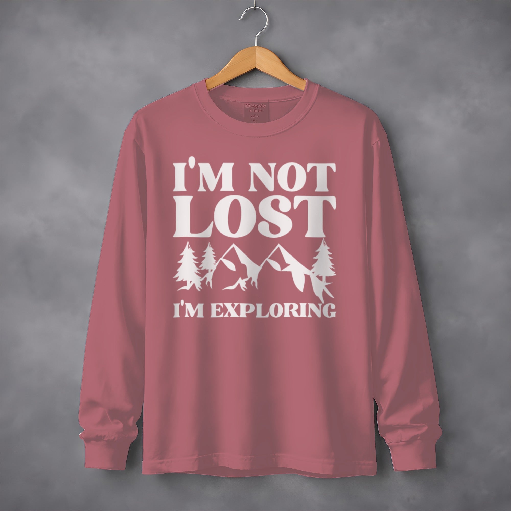I'm Not Lost I'm Exploring Mountain Print Long Sleeve T-Shirt