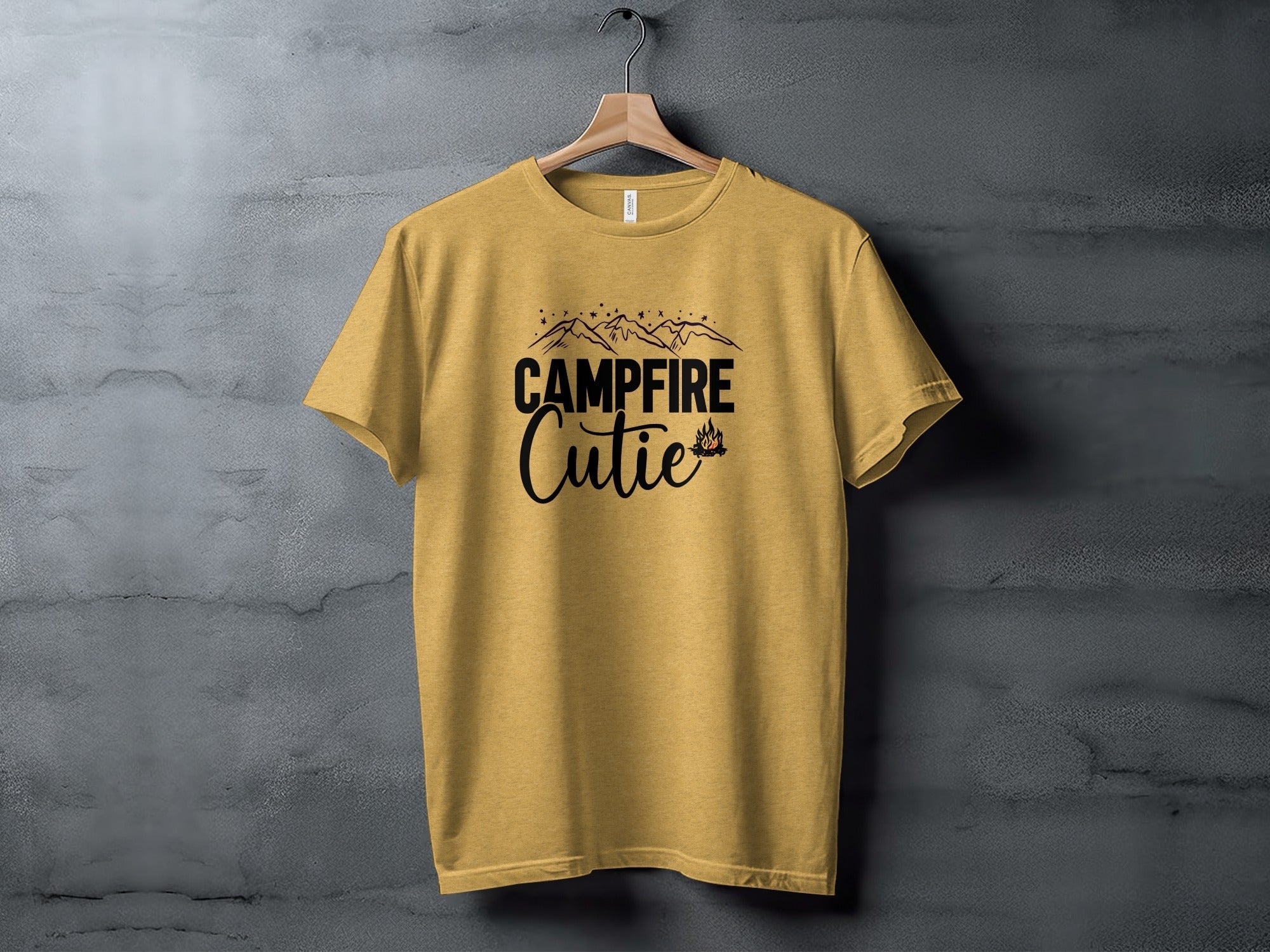 Campfire Cutie with Mountain Print Graphic Novelty T-Shirt