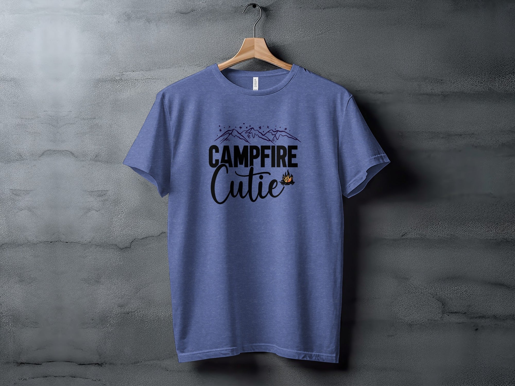 Campfire Cutie with Mountain Print Graphic Novelty T-Shirt