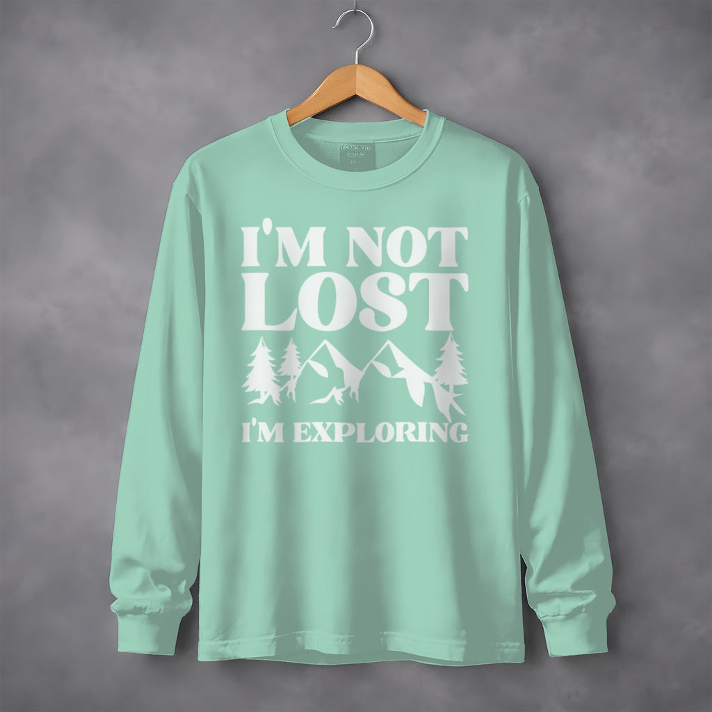 I'm Not Lost I'm Exploring Mountain Print Long Sleeve T-Shirt