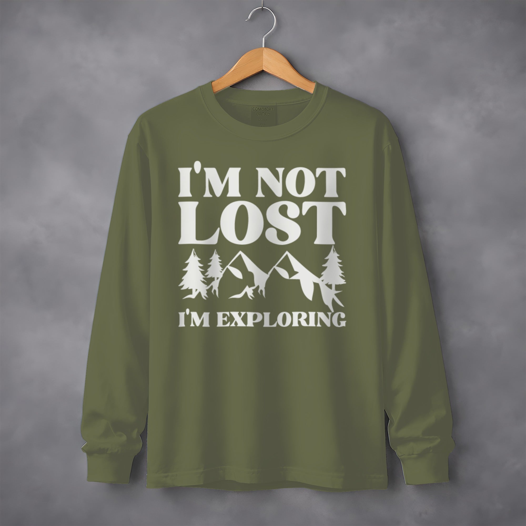 I'm Not Lost I'm Exploring Mountain Print Long Sleeve T-Shirt