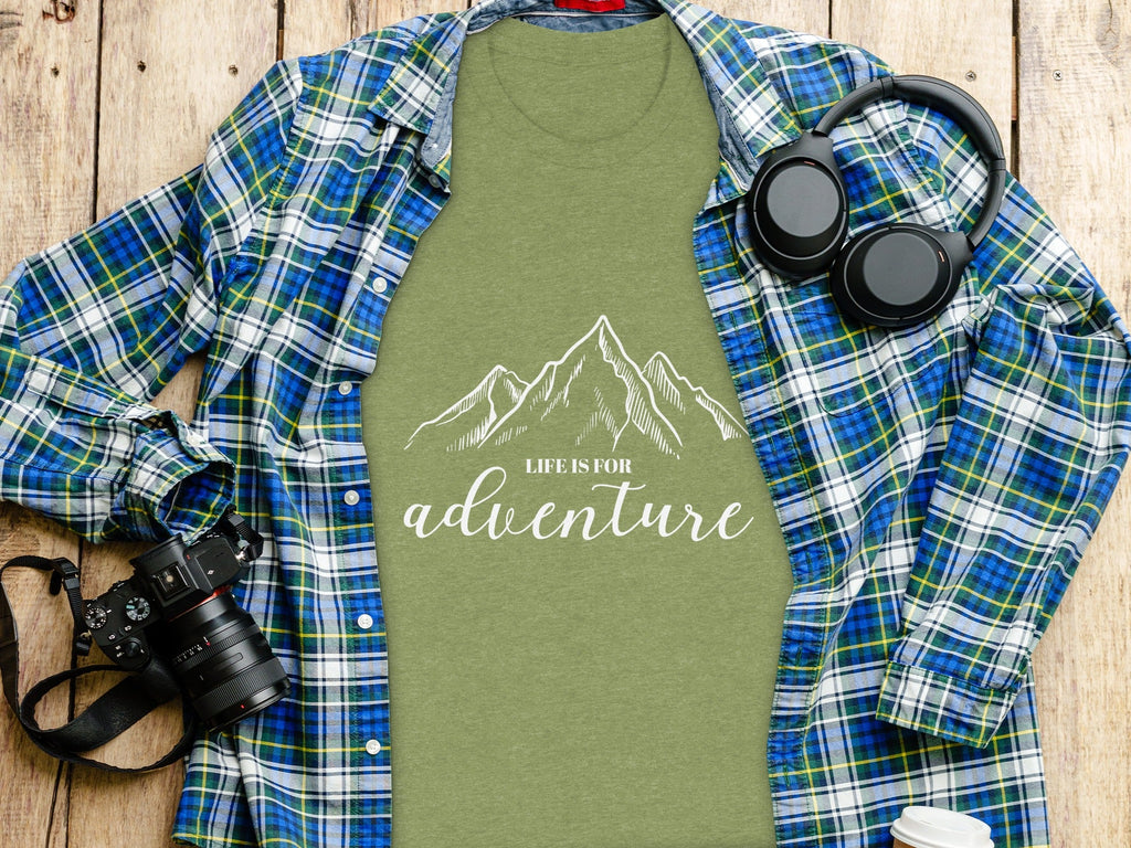 Life Is For Adventure Mountains Graphic Illustration T-Shirt