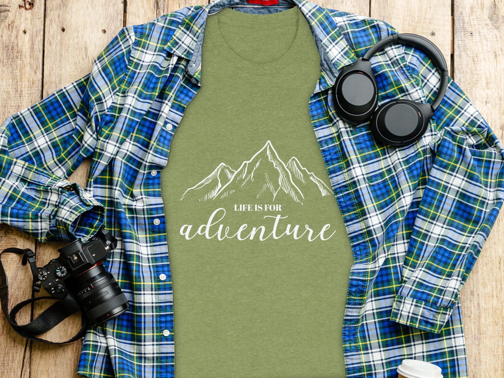 Life Is For Adventure Mountains Graphic Illustration T-Shirt