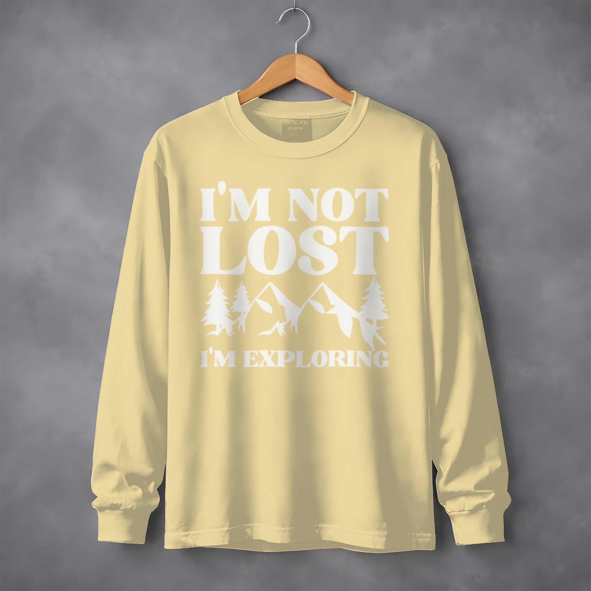 I'm Not Lost I'm Exploring Mountain Print Long Sleeve T-Shirt