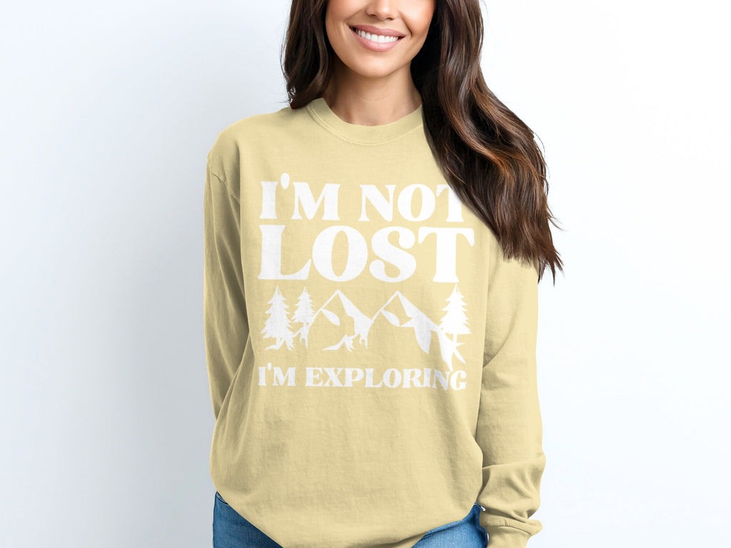 I'm Not Lost I'm Exploring Mountain Print Long Sleeve T-Shirt
