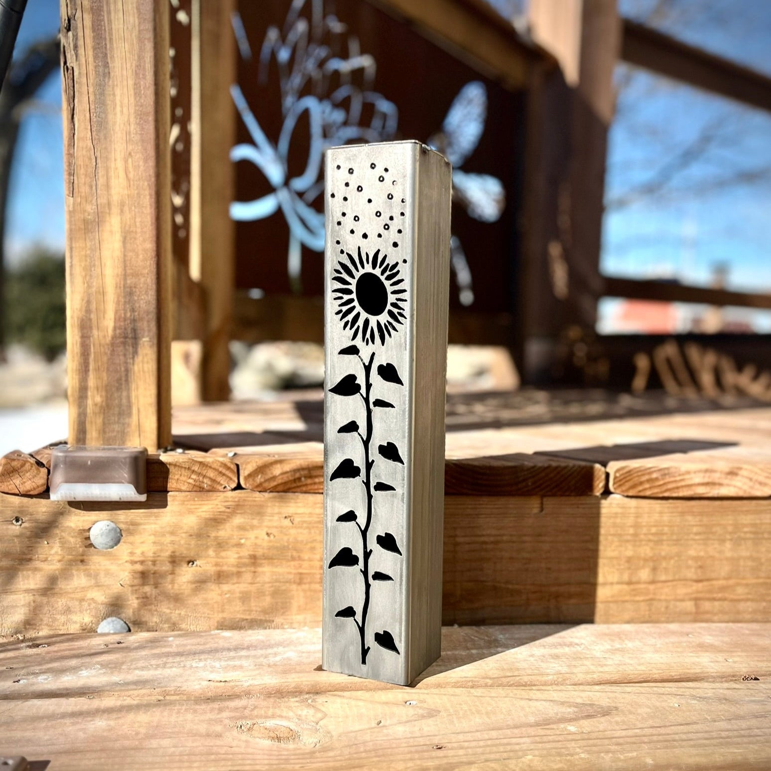 Sunflowers Under the Stars Luminary Pillars w/ Solar Cap